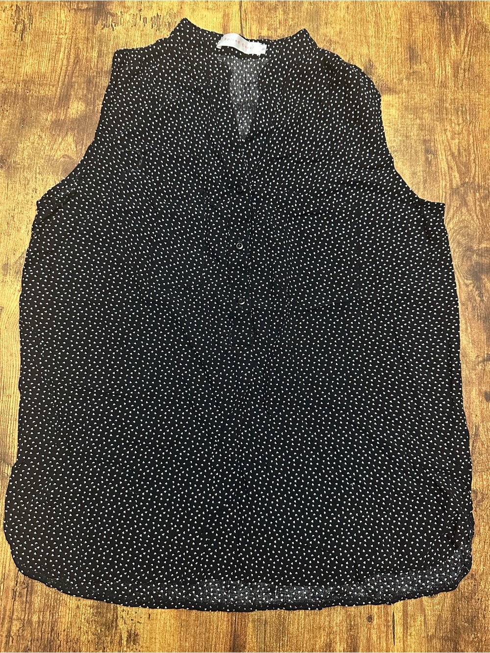 Sleeveless Black Heart Dot-Print Blouse - Women's Top